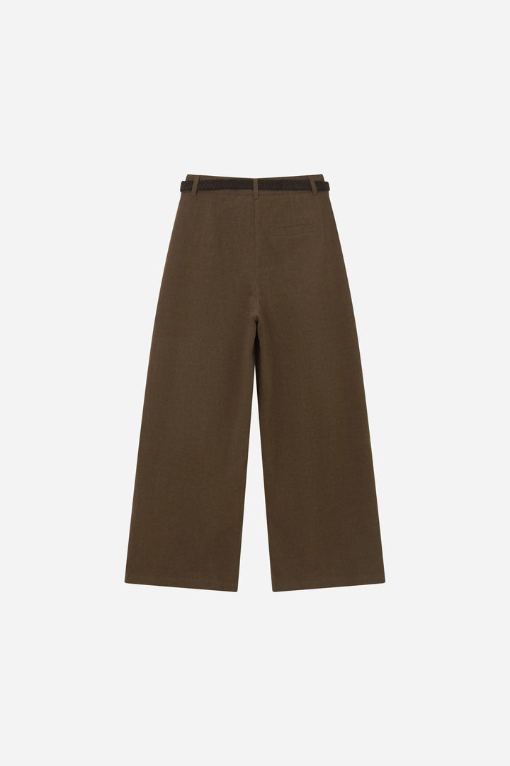 An image of a   S42543 Belted Pleated Wide Leg Pants by  Mirra Masa