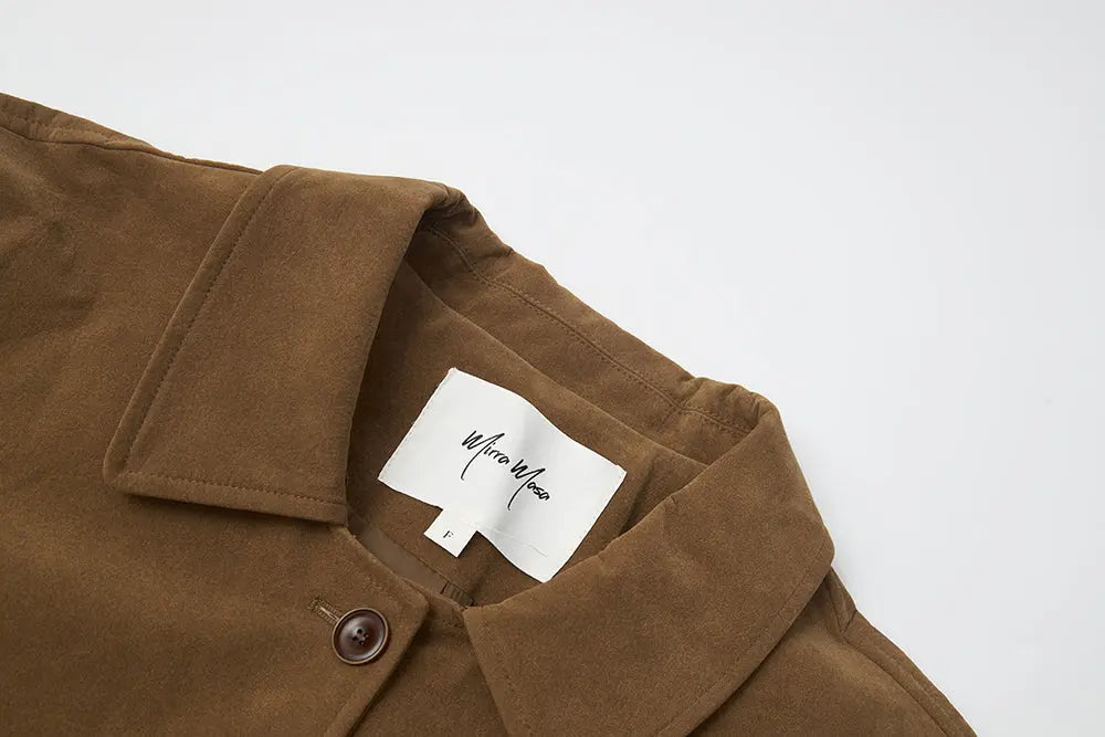 An image of a   S44419 Suede Workwear Jacket by  Mirra Masa