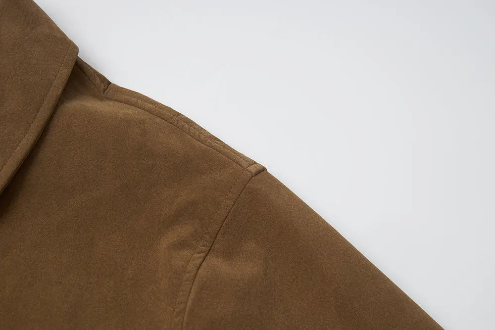 An image of a   S44419 Suede Workwear Jacket by  Mirra Masa
