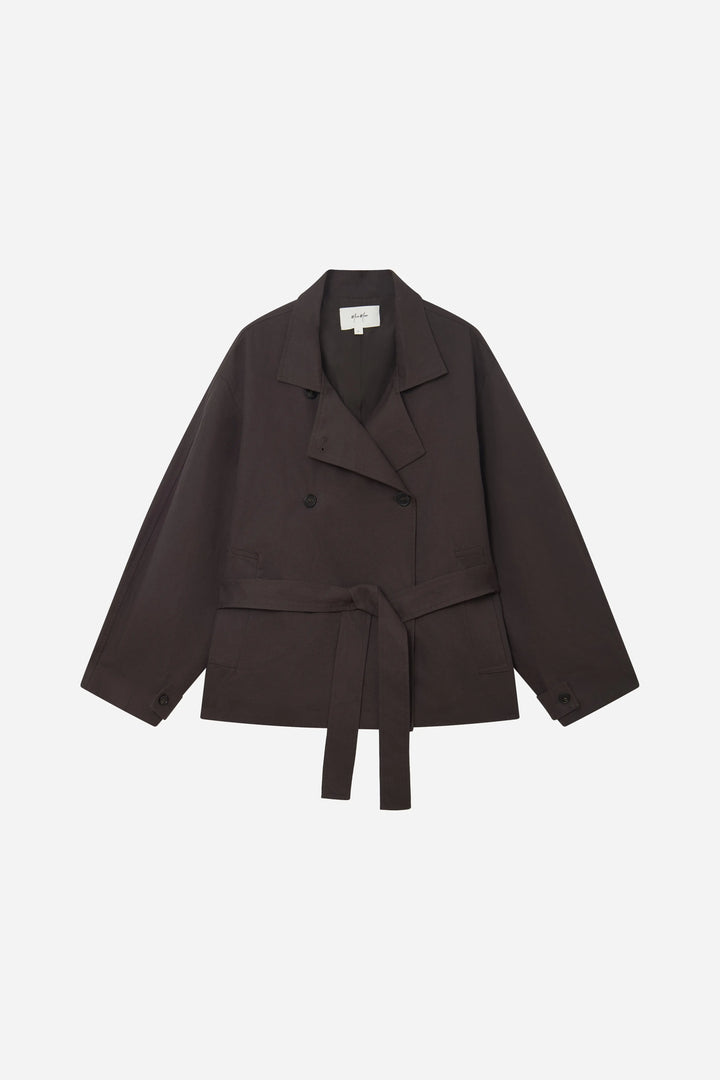 An image of a   S44879 Double Breasted High Neck Jacket by  Mirra Masa