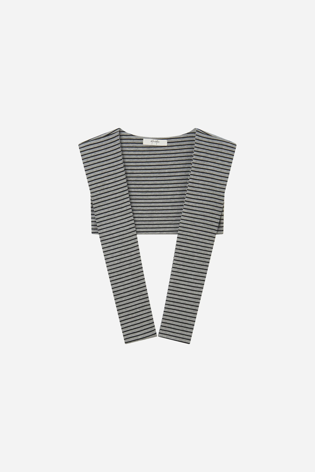 An image of a   S59204 Striped Mock-Sweater Shoulder Wrap by  Mirra Masa