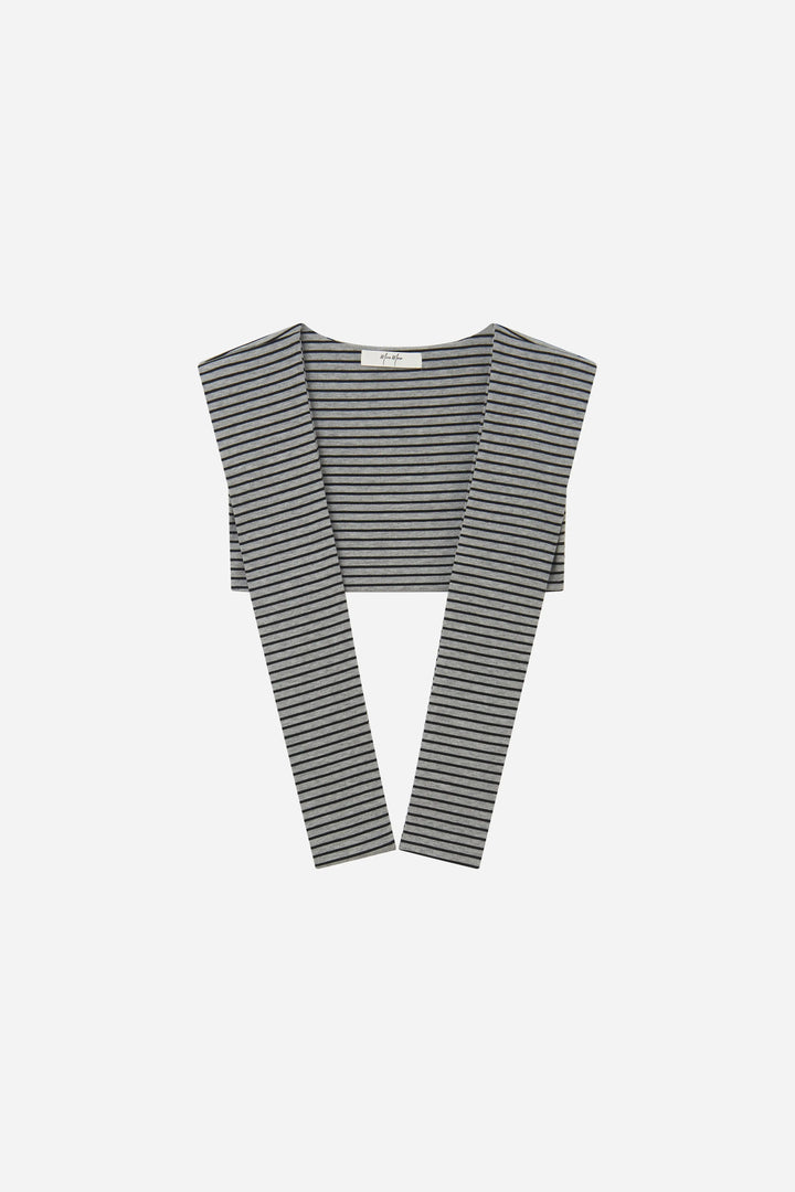 An image of a   S59204 Striped Mock-Sweater Shoulder Wrap by  Mirra Masa