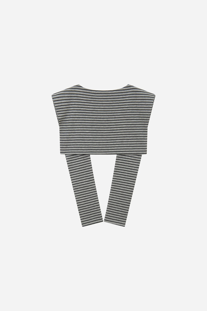 An image of a   S59204 Striped Mock-Sweater Shoulder Wrap by  Mirra Masa
