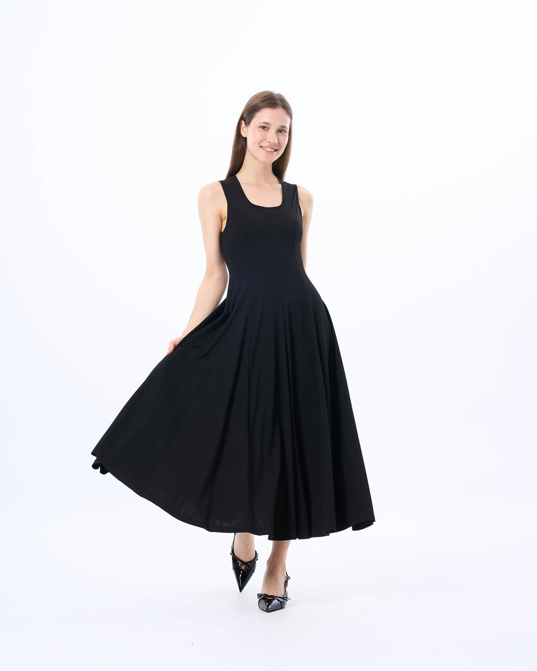 An image of a   SK3Y7M6 Scoop Neck A-Line Dress by  Mirra Masa