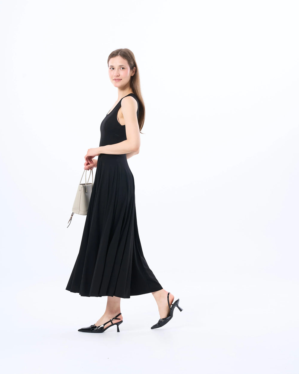 An image of a   SK3Y7M6 Scoop Neck A-Line Dress by  Mirra Masa