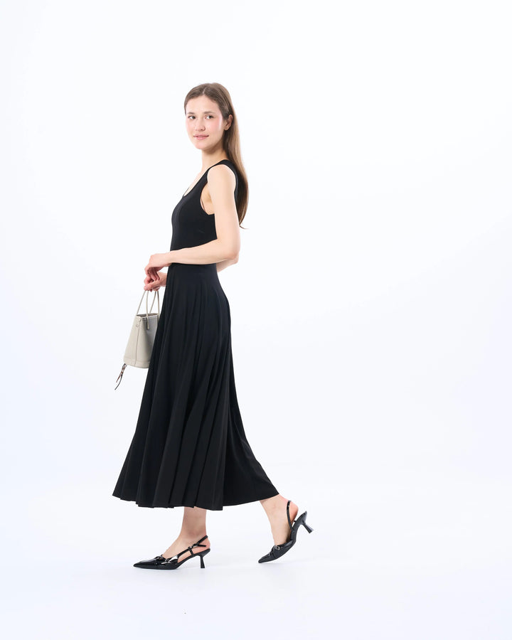 An image of a   SK3Y7M6 Scoop Neck A-Line Dress by  Mirra Masa