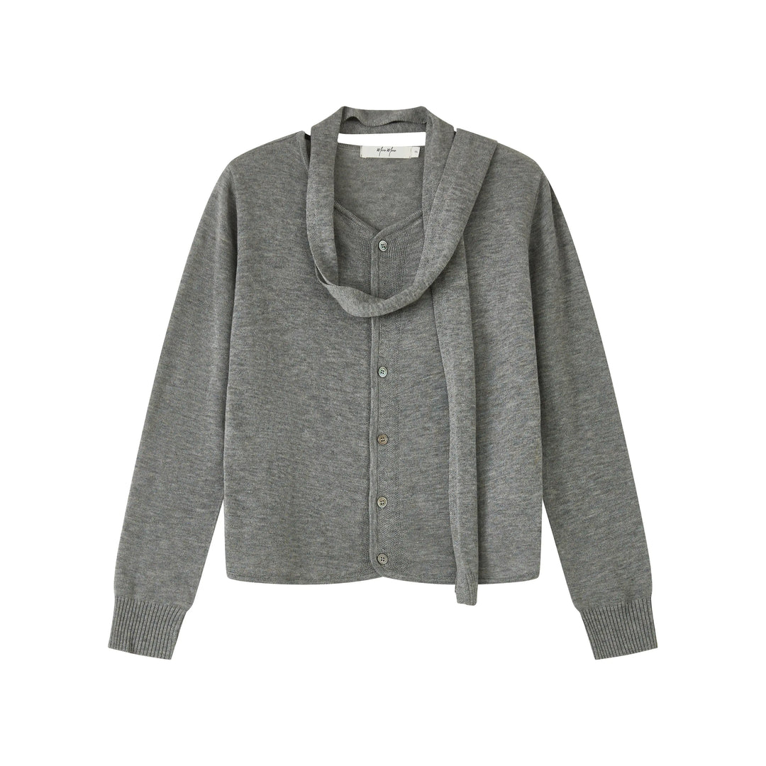 An image of a  Gray-One-Size SW3L2S6 Wool Blend Knit T-Shirt by  Mirra Masa
