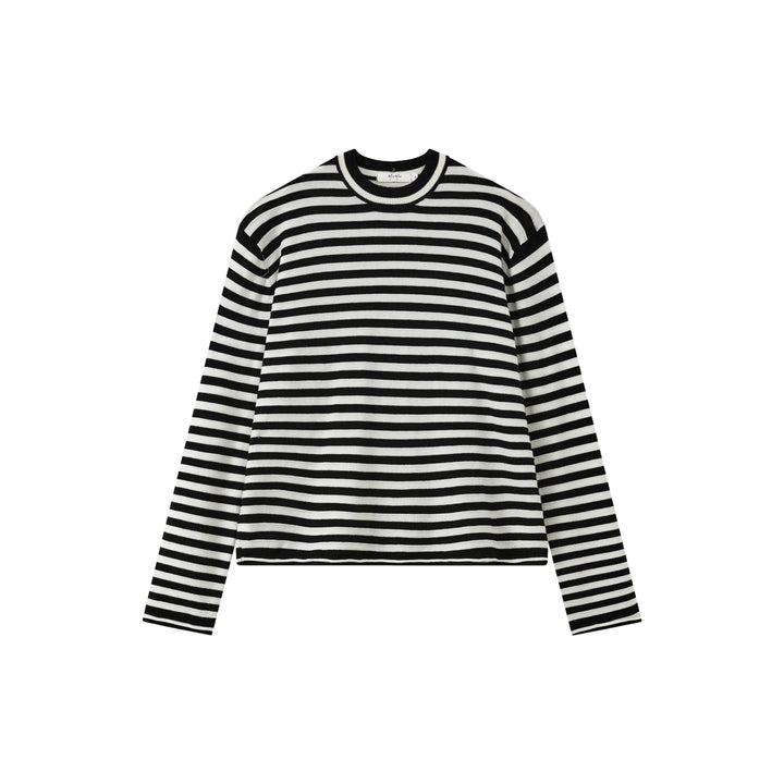 An image of a   SWO07S6 Stripe Wool Blend Long-Sleeve by  Mirra Masa