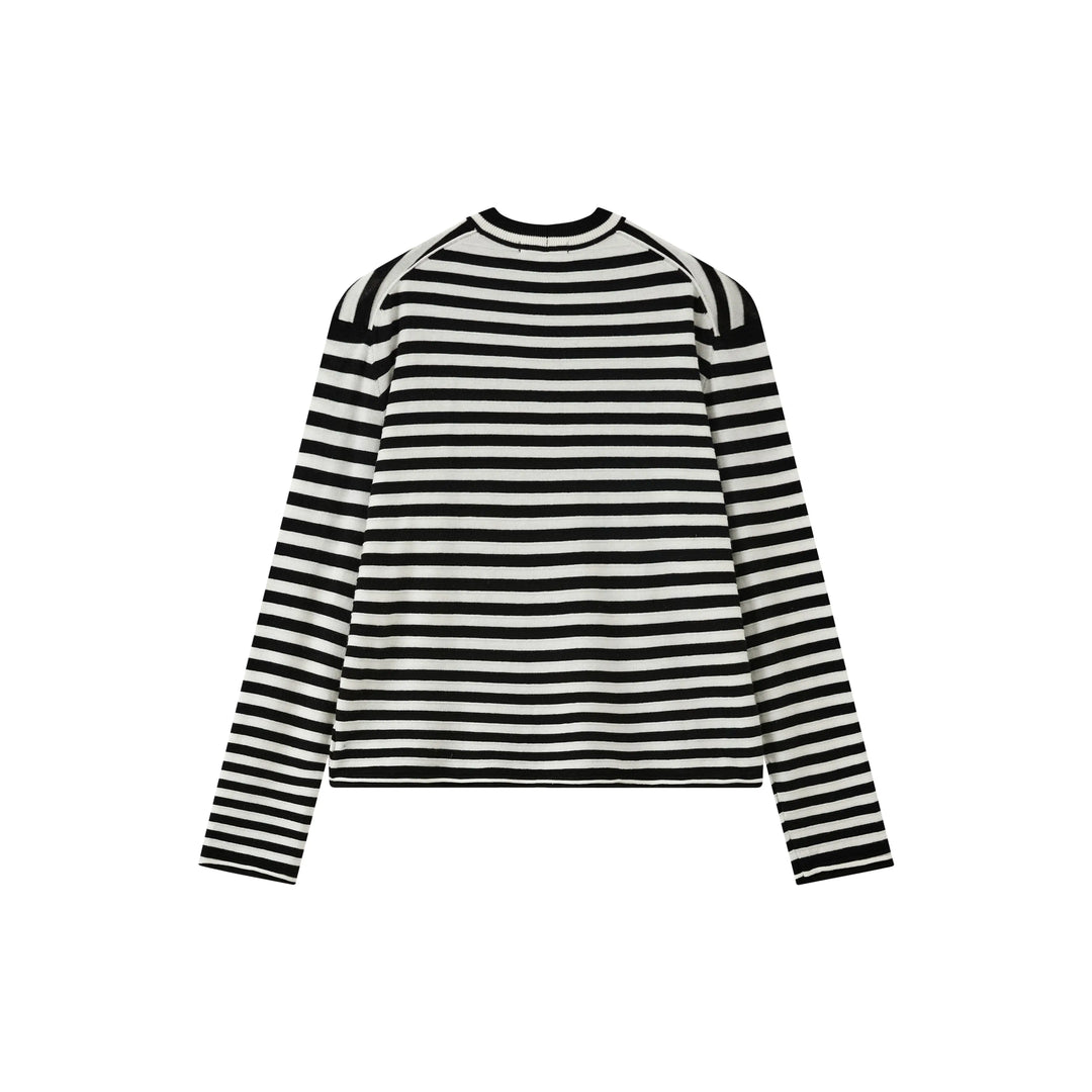 An image of a   SWO07S6 Stripe Wool Blend Long-Sleeve by  Mirra Masa