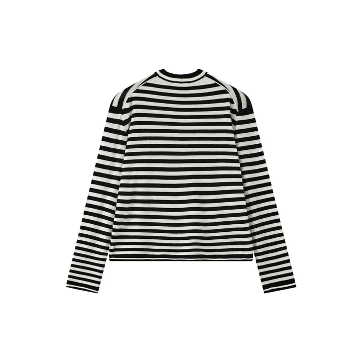 An image of a   SWO07S6 Stripe Wool Blend Long-Sleeve by  Mirra Masa