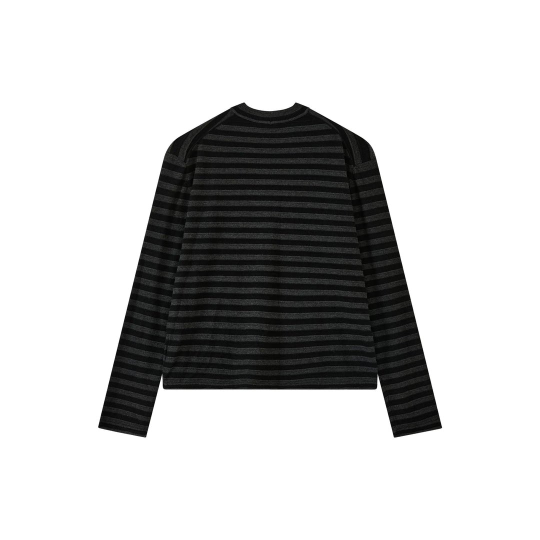 An image of a   SWO07S6 Stripe Wool Blend Long-Sleeve by  Mirra Masa