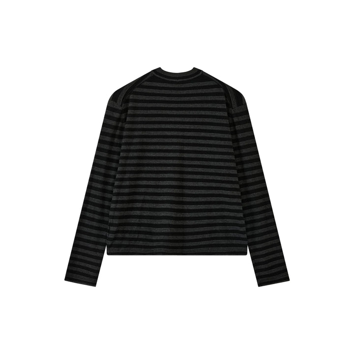 An image of a   SWO07S6 Stripe Wool Blend Long-Sleeve by  Mirra Masa