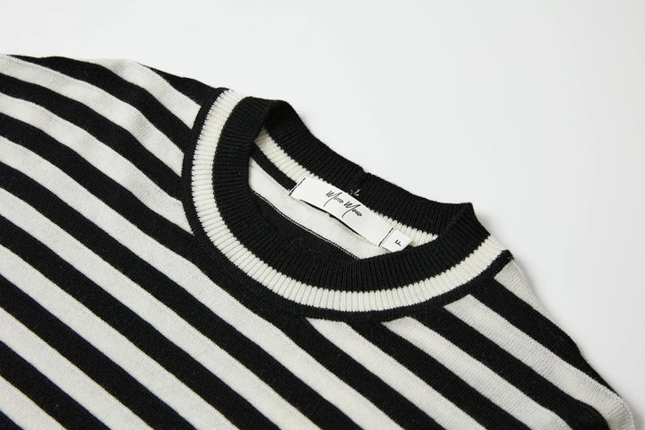 An image of a   SWO07S6 Stripe Wool Blend Long-Sleeve by  Mirra Masa