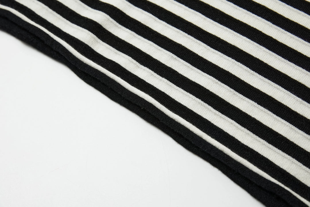 An image of a   SWO07S6 Stripe Wool Blend Long-Sleeve by  Mirra Masa
