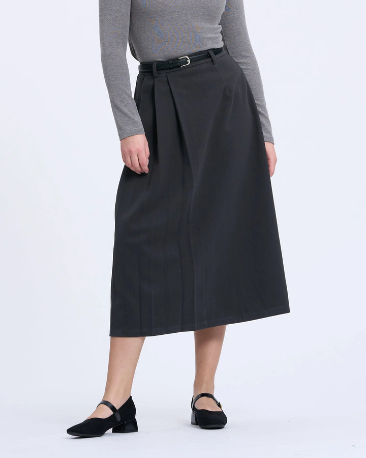 An image of a   T17 Side-Pleated Skirt by  Mirra Masa