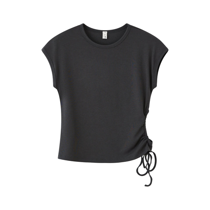 An image of a  Grey-One-Size T5537 Short Sleeve Top by  Mirra Masa