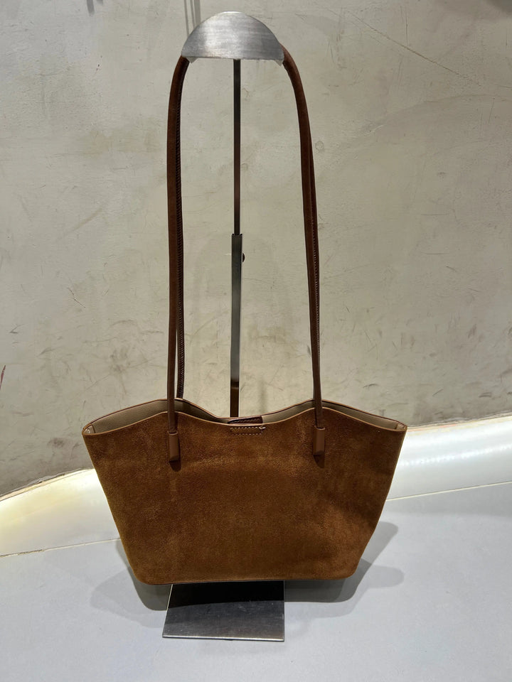An image of a  Brown TF2300 Suede Shoulder Bag by  Mirra Masa