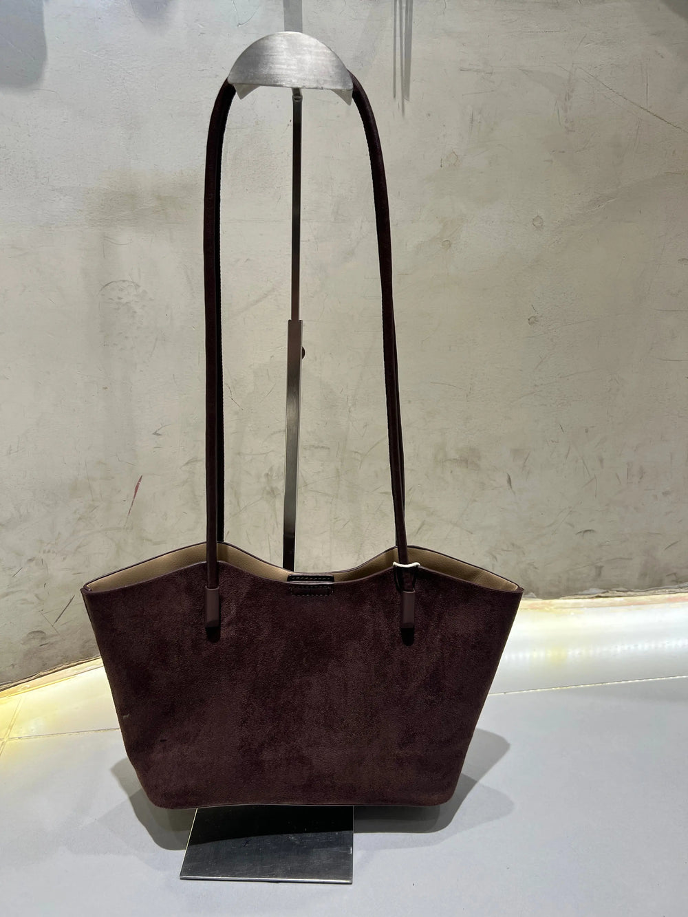 An image of a  Dark Brown TF2300 Suede Shoulder Bag by  Mirra Masa