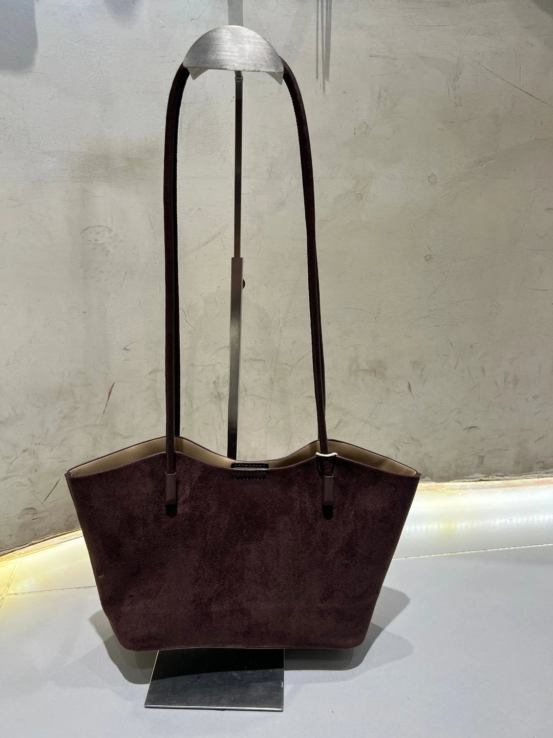 An image of a  Dark Brown TF2300 Suede Shoulder Bag by  Mirra Masa
