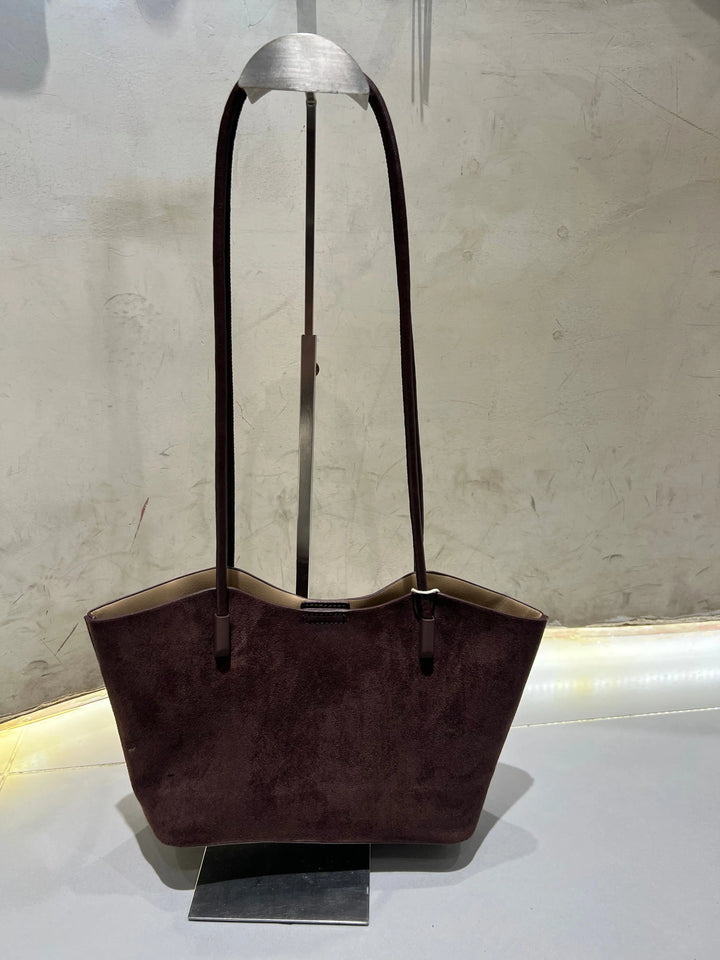 An image of a  Dark Brown TF2300 Suede Shoulder Bag by  Mirra Masa