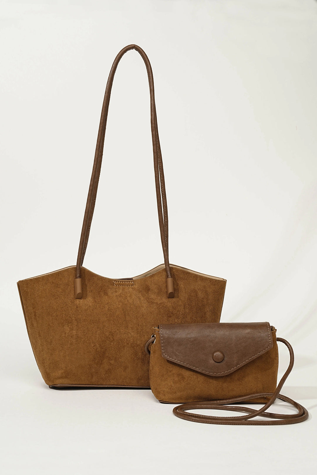 An image of a   TF2300 Suede Shoulder Bag by  Mirra Masa