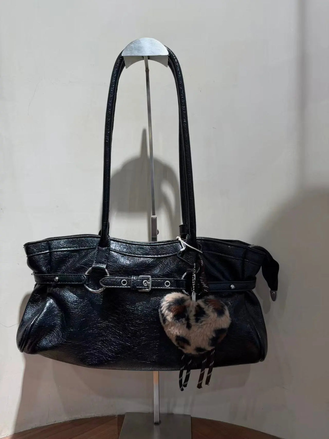 An image of a   TF3004 Ring-Detail Vegan-Leather Shoulder Bag by  Mirra Masa