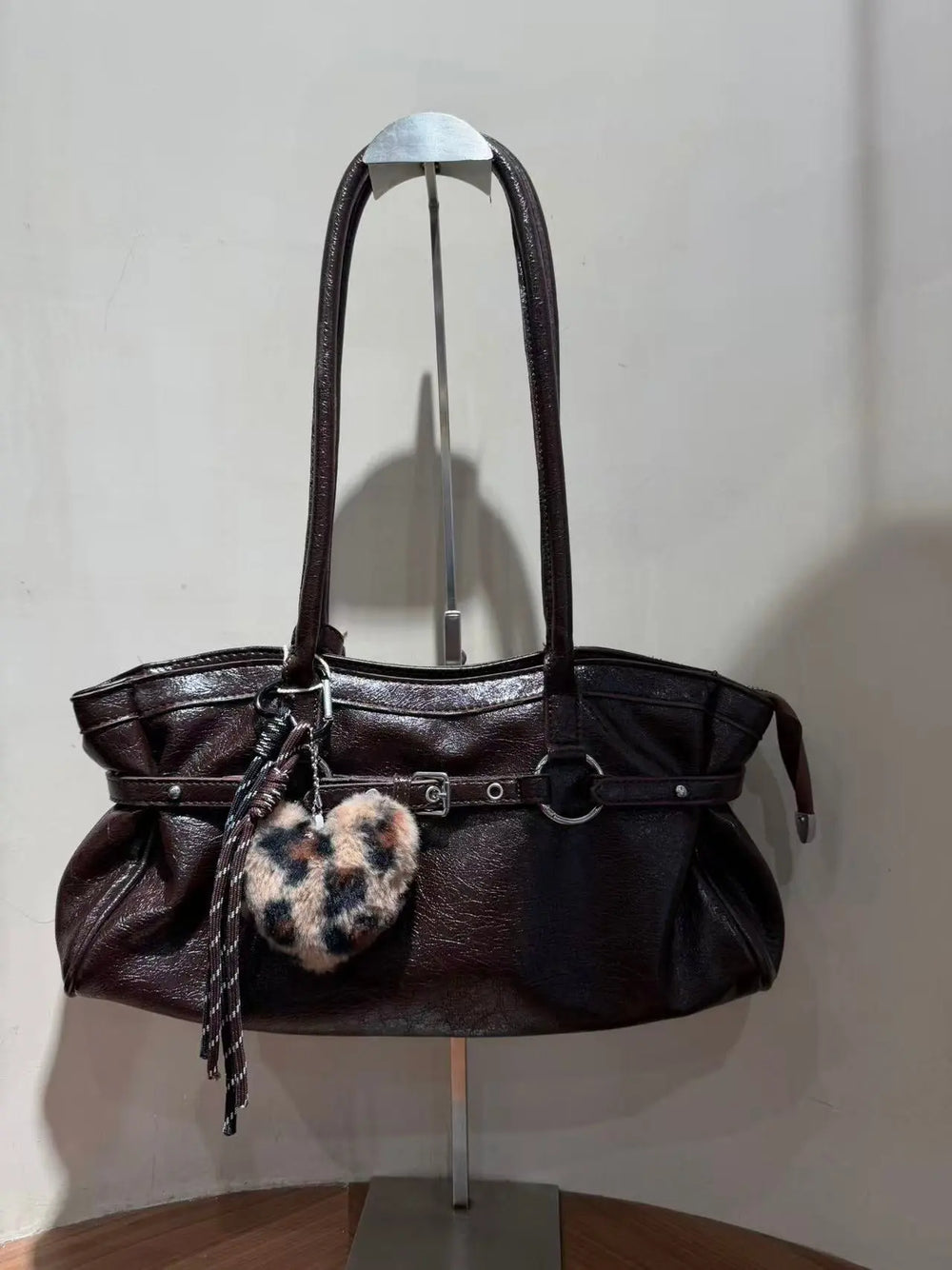 An image of a   TF3004 Ring-Detail Vegan-Leather Shoulder Bag by  Mirra Masa