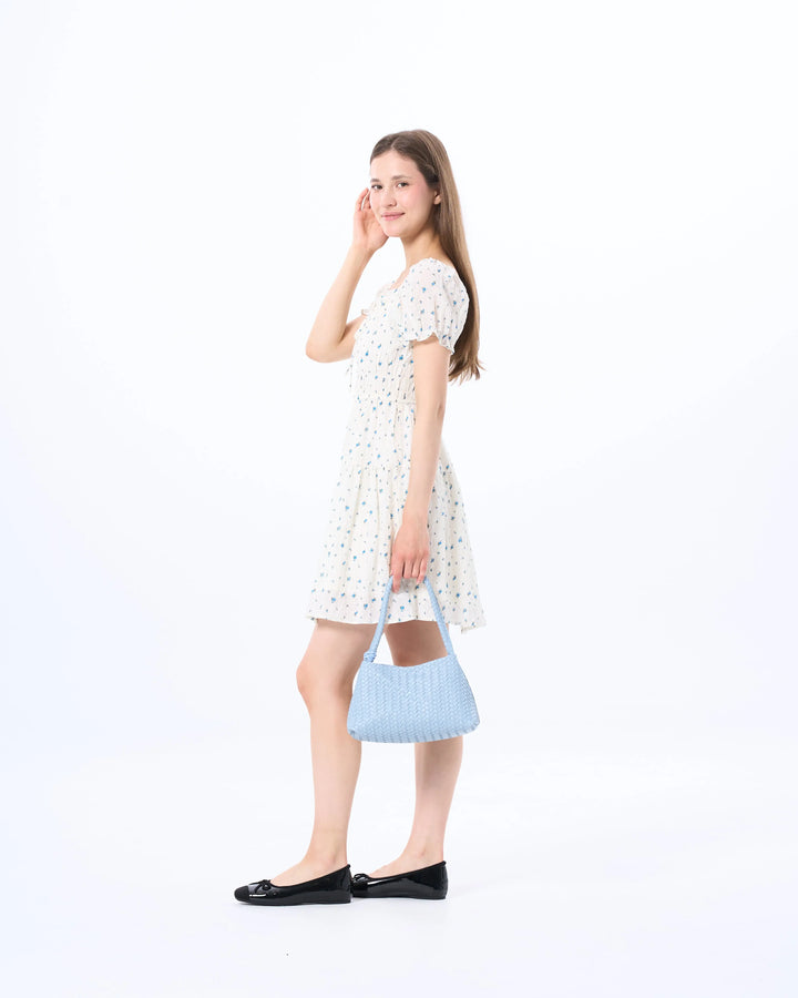 An image of a  Light Blue TF3296 Quilted Vegan Leather Bag by  Mirra Masa
Color_Light Blue