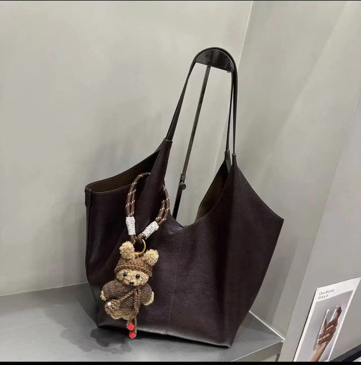 An image of a   TF9279 Genuine Leather Slouchy Tote by  Mirra Masa