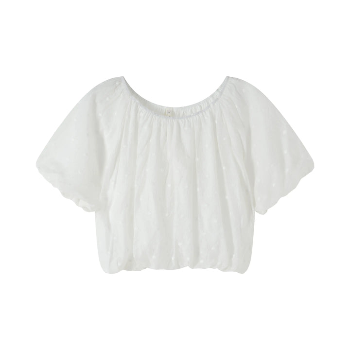 An image of a  White-Medium TS08QM6 Laced Off-Shoulder Blouse by  Mirra Masa