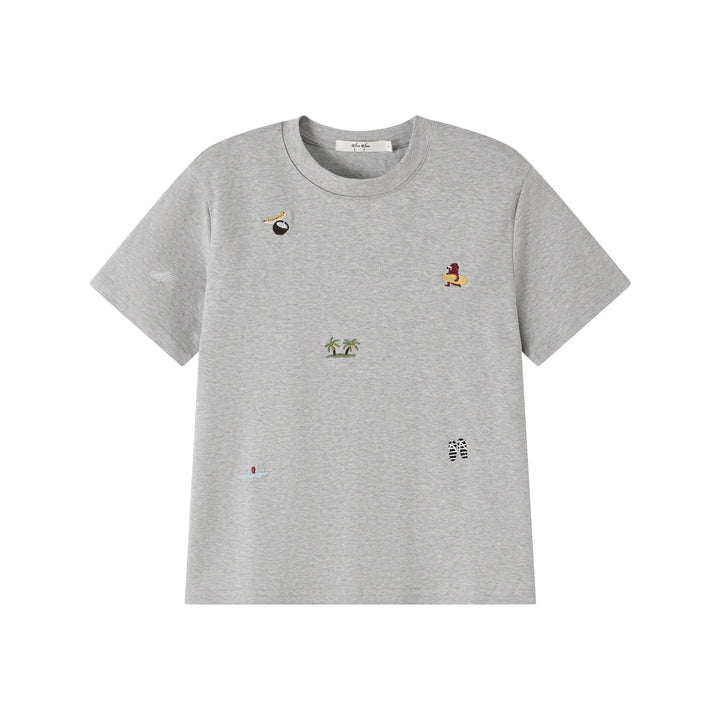 An image of a  grey-One-Size TS3I3M6 Embroidery T-Shirt by  Mirra Masa