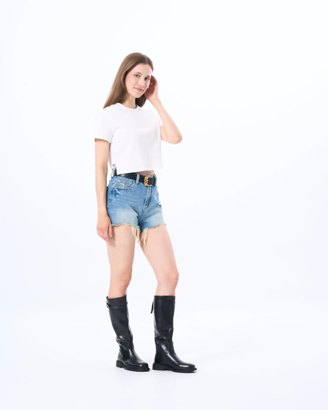 An image of a  White / One-Size TSJ70M6 Cropped T-Shirt by  Mirra Masa