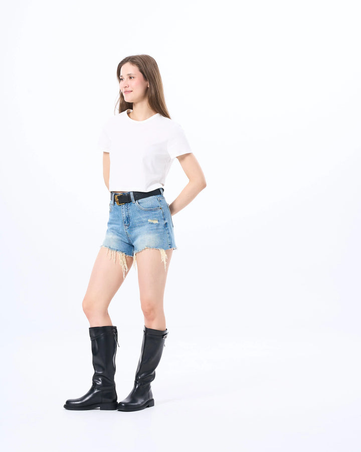 An image of a   TSJ70M6 Cropped T-Shirt by  Mirra Masa