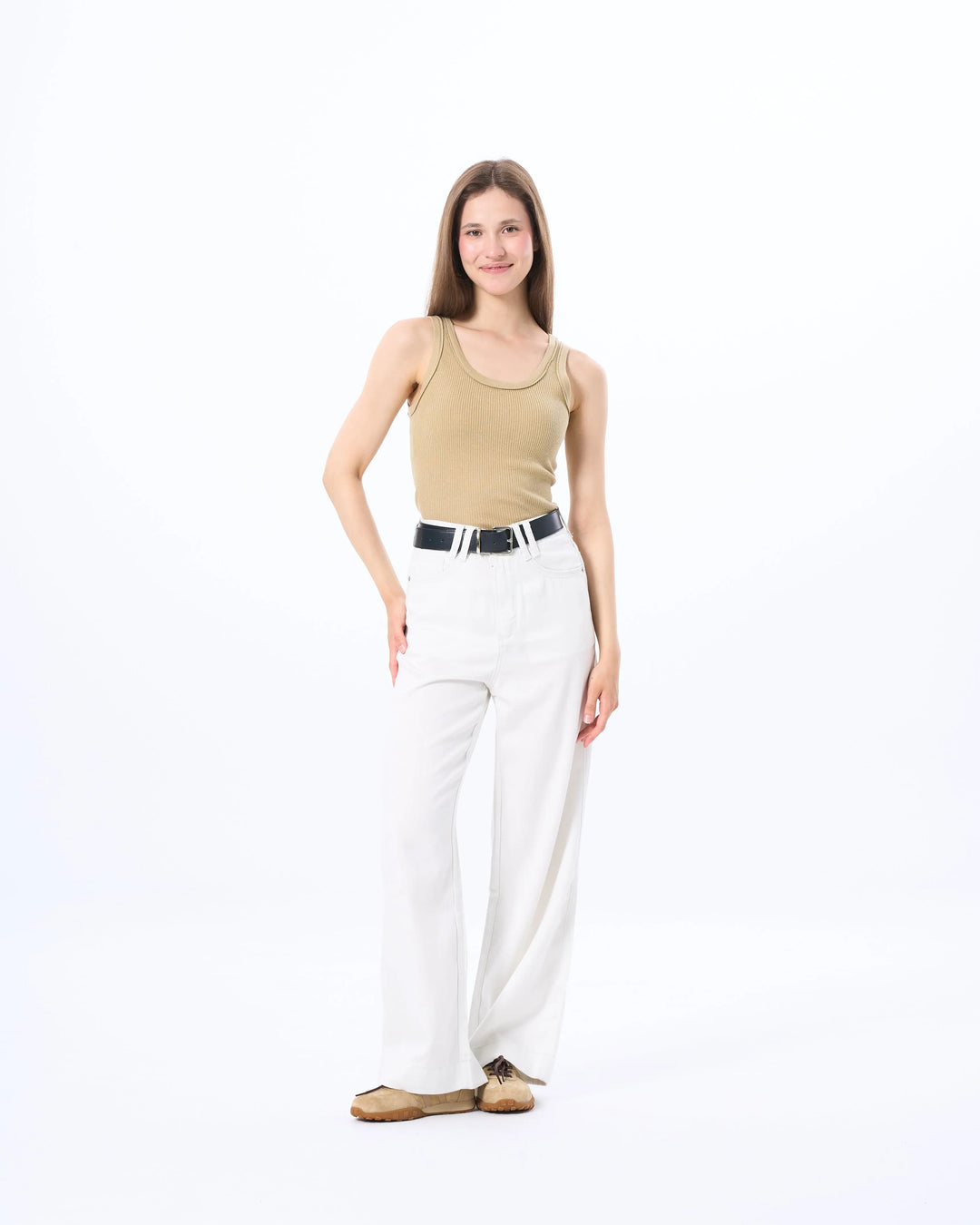 An image of a  Khaki TT3S1S6 Basic Tank Top by  Mirra Masa