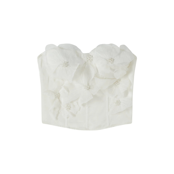 An image of a  Almond-Medium TTN22M6 Floral Tube Top by  Mirra Masa