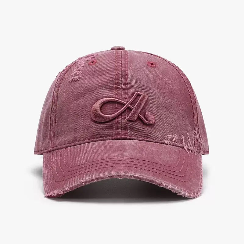 An image of a  Red Vintage Washed A Embroidered Cap by  Mirra Masa