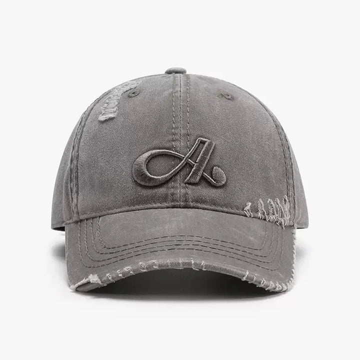 An image of a  Light Grey Vintage Washed A Embroidered Cap by  Mirra Masa