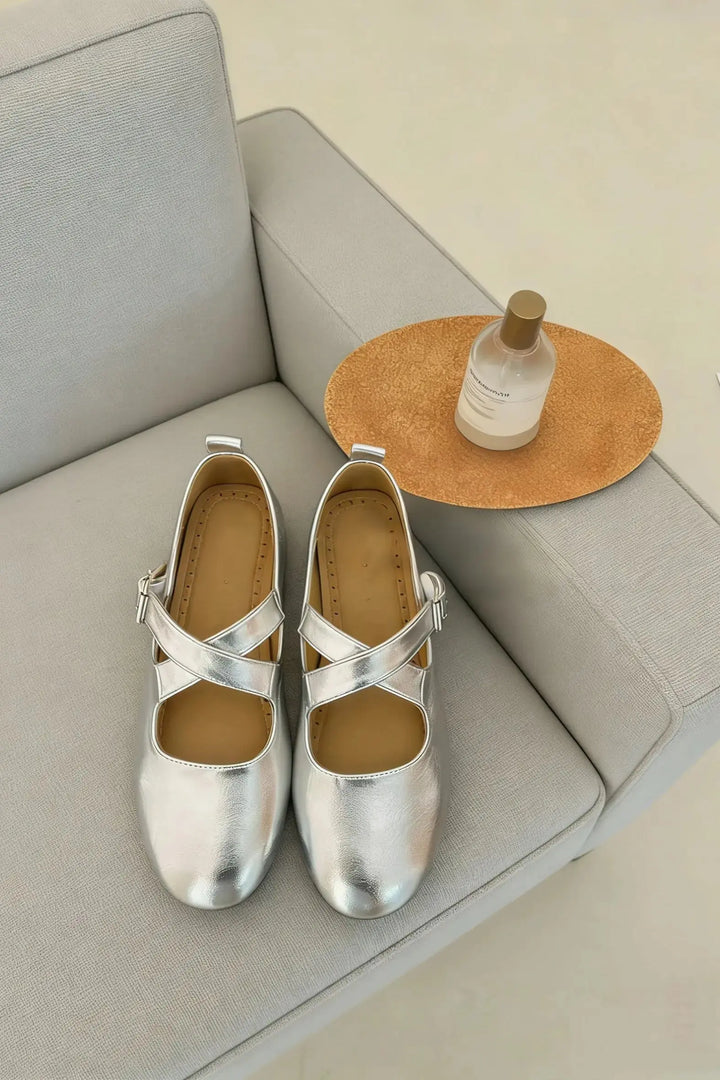 An image of a   W7305 Cross Strap Flats by  Mirra Masa