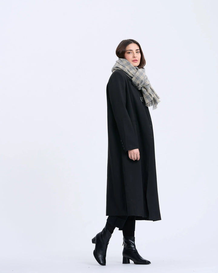 An image of a  Grey Checker WJ28 Essential Checkered Scarf by  Mirra Masa