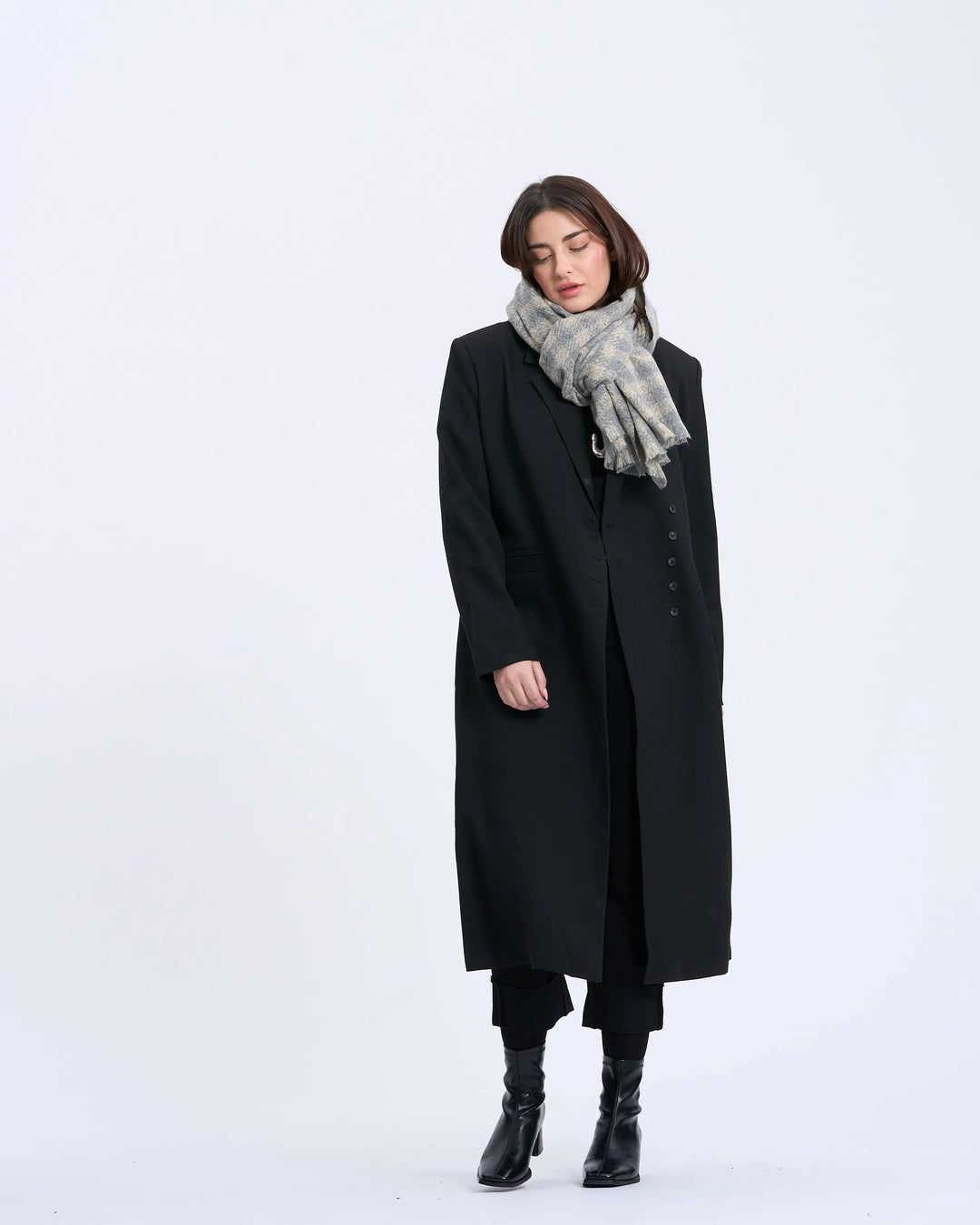 An image of a   WJ28 Essential Checkered Scarf by  Mirra Masa