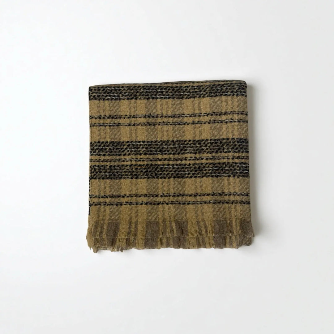 An image of a  Brown Plaid WJ28 Essential Checkered Scarf by  Mirra Masa