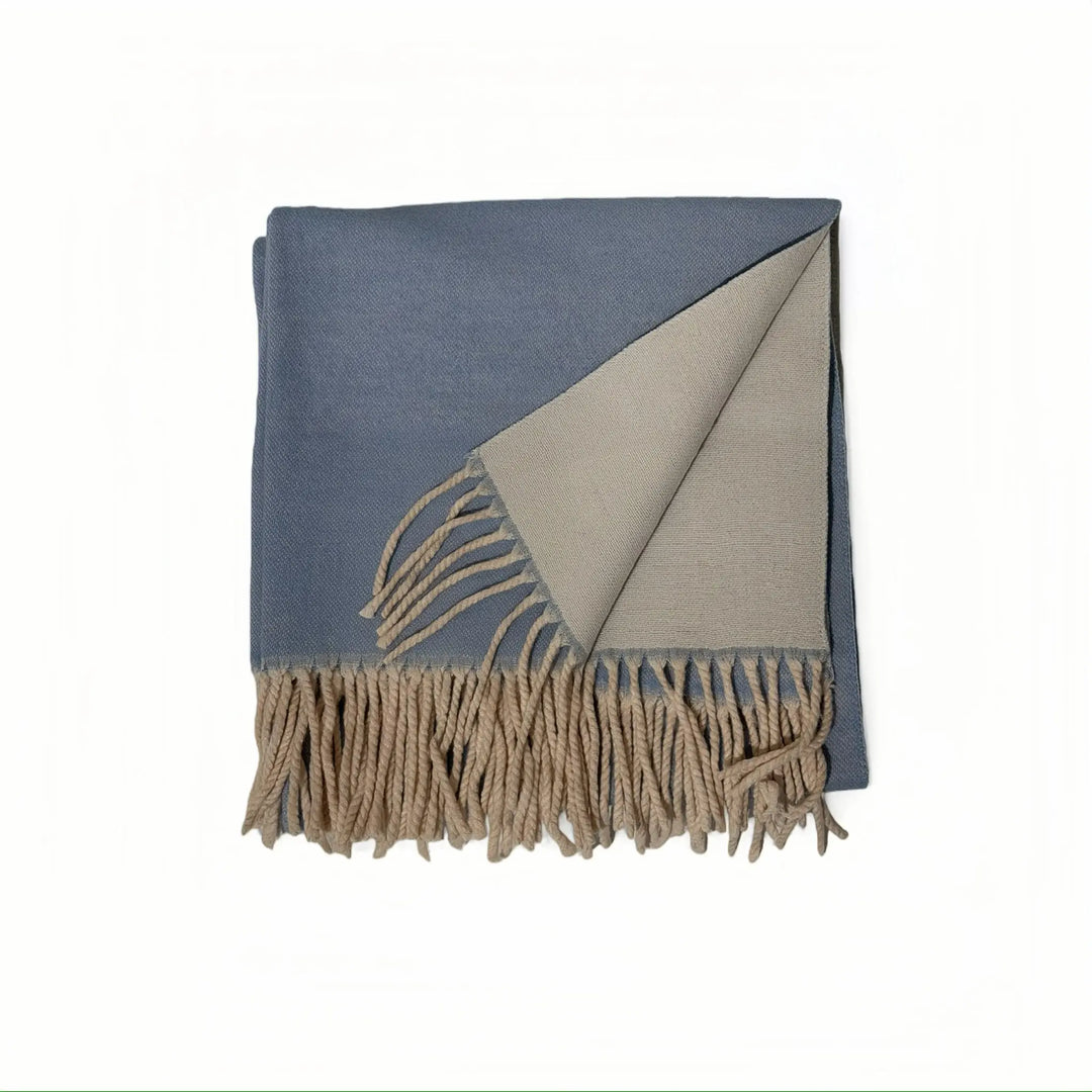 An image of a  Light Blue WJ28 Essential Checkered Scarf by  Mirra Masa