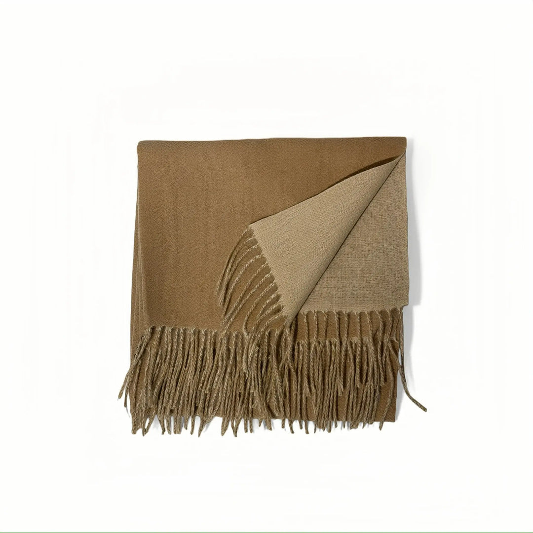 An image of a  Camel WJ28 Essential Checkered Scarf by  Mirra Masa