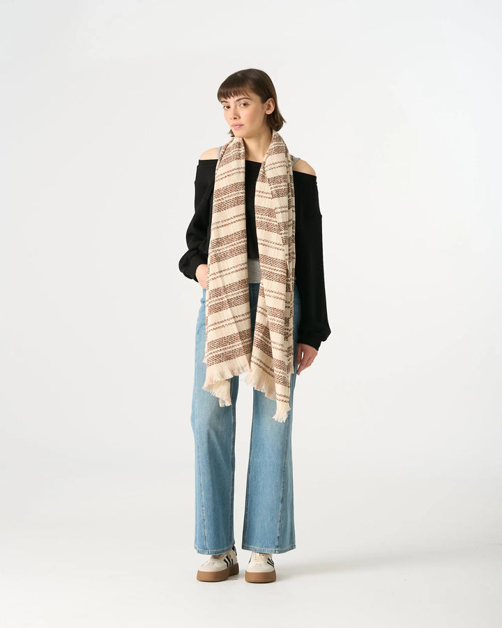 An image of a  Pink Plaid WJ28 Essential Checkered Scarf by  Mirra Masa