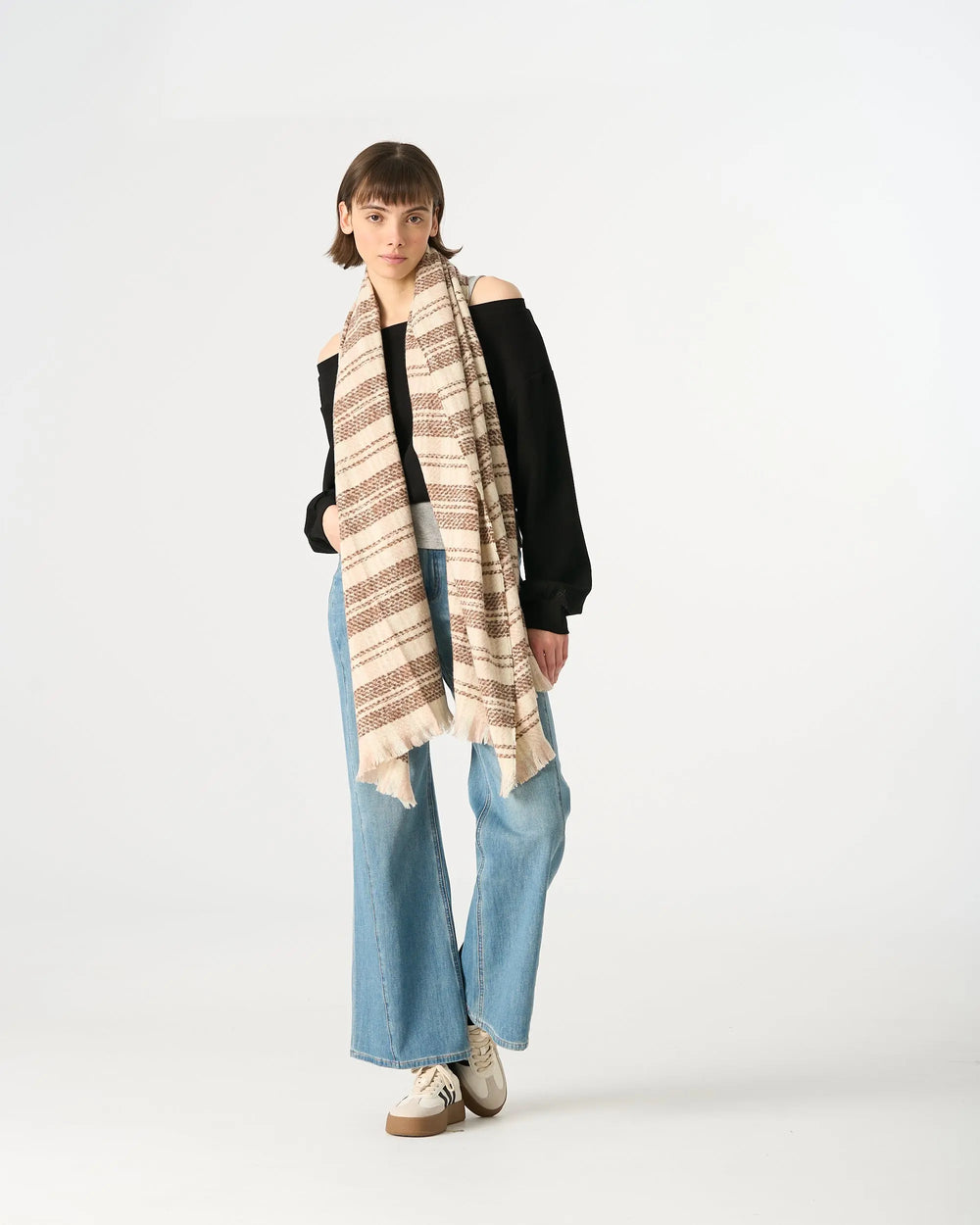 An image of a   WJ28 Essential Checkered Scarf by  Mirra Masa