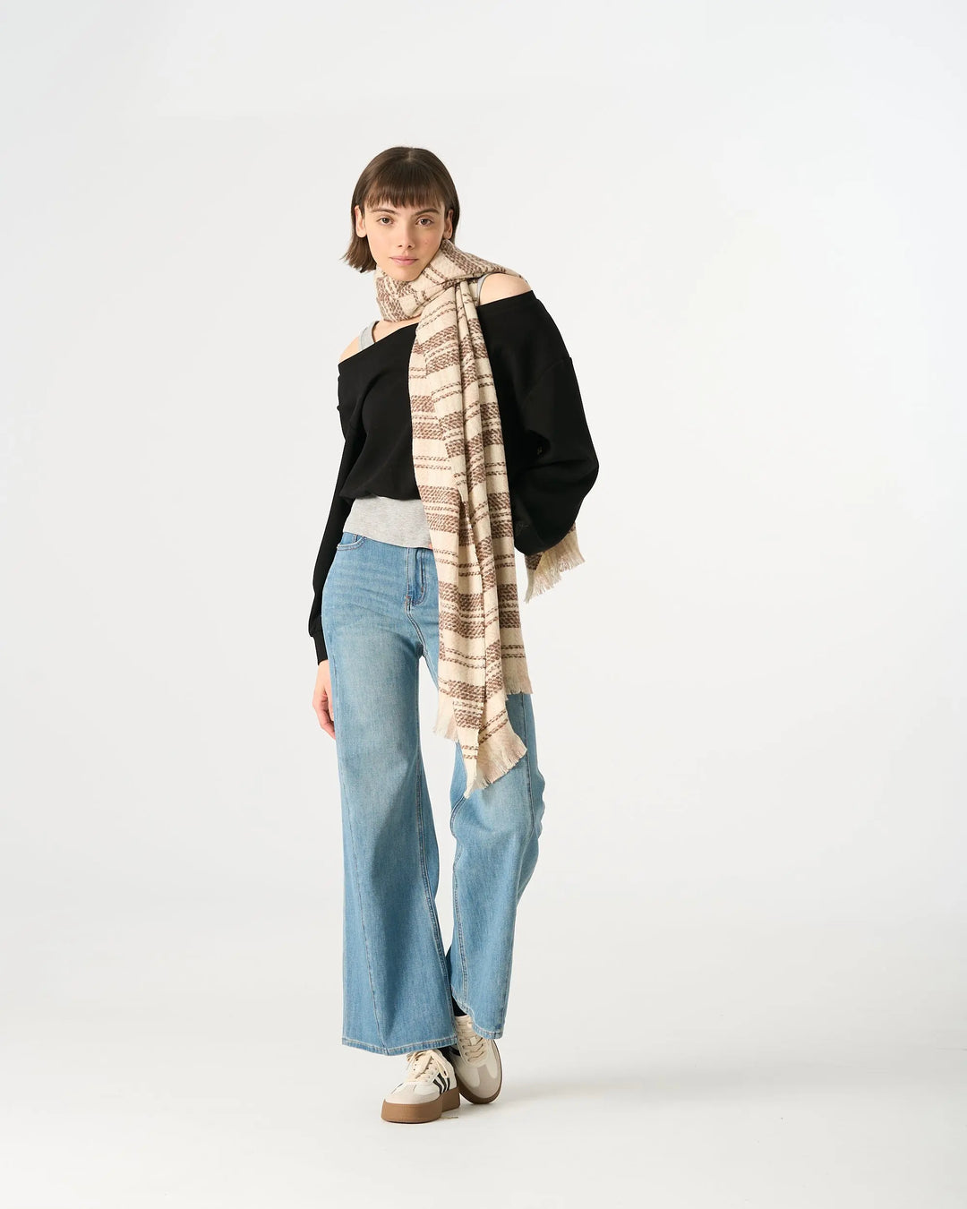 An image of a   WJ28 Essential Checkered Scarf by  Mirra Masa