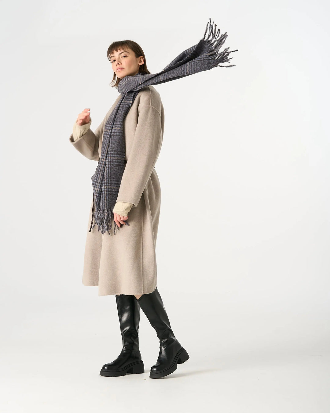 An image of a   WJ28 Essential Checkered Scarf by  Mirra Masa