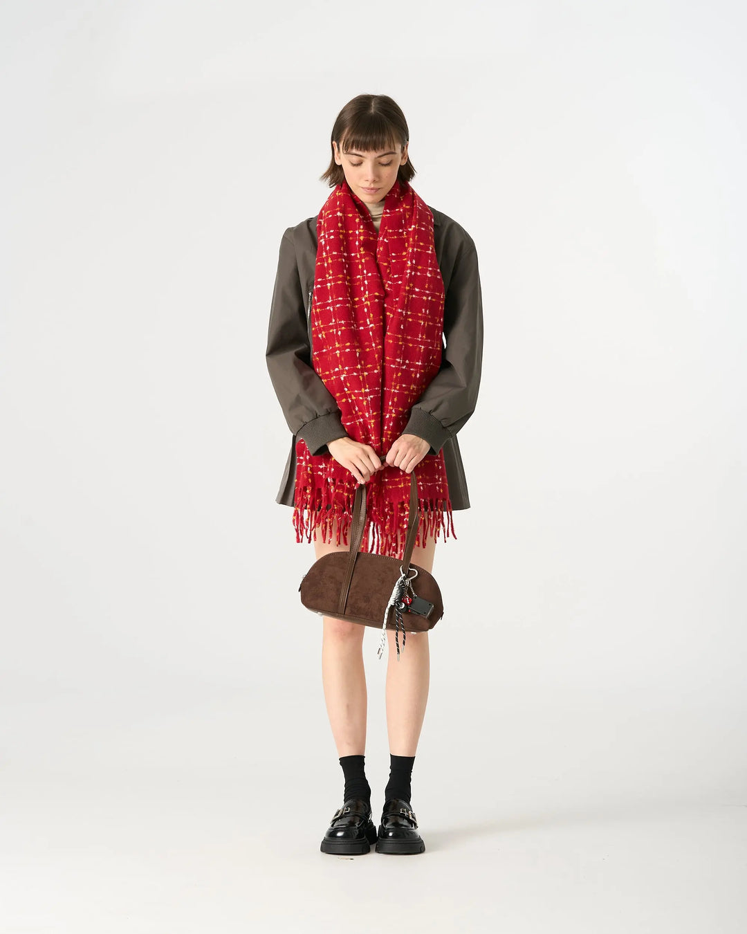 An image of a   WJ28 Essential Checkered Scarf by  Mirra Masa