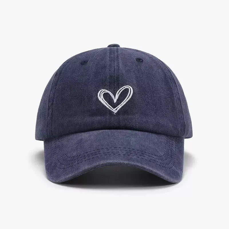 An image of a  Navy Washed Heart Stitch Cap by  Mirra Masa