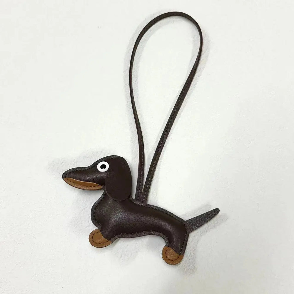Dachshund Leather Bag & Key Charm